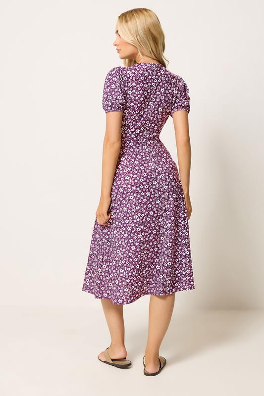 M&Co Berry Red Ditsy Floral Midi Wrap Dress | M&Co 1