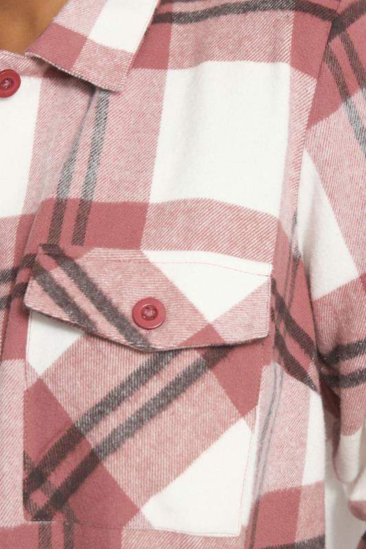 YOURS Plus Size Pink & White Check Shacket | Yours Clothing 5