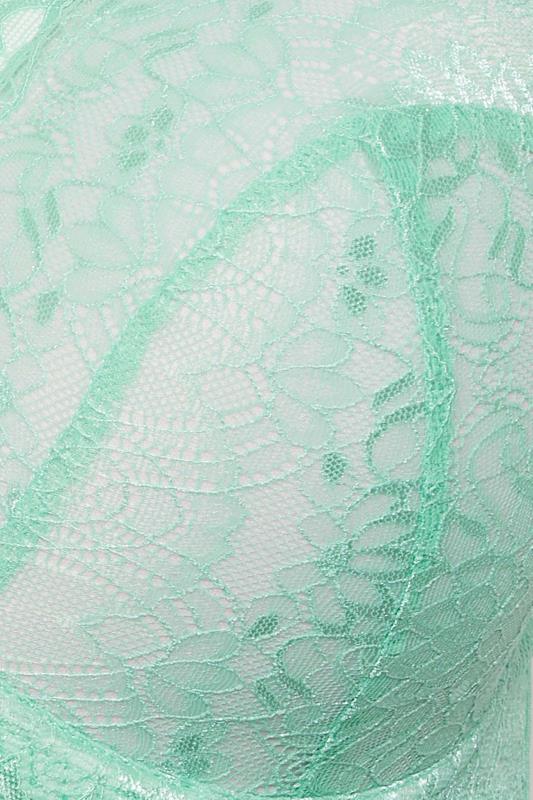Plus Size YOURS Mint Green Lace Padded Underwired Bra | Yours Clothing  4