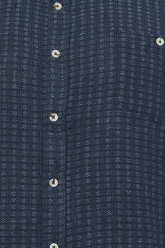 D555 Navy Blue Jacquard Linen Shirt | BadRhino 1