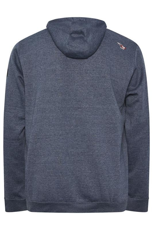 D555 Big & Tall Navy Blue Marl Zip Through Hoodie | BadRhino 5