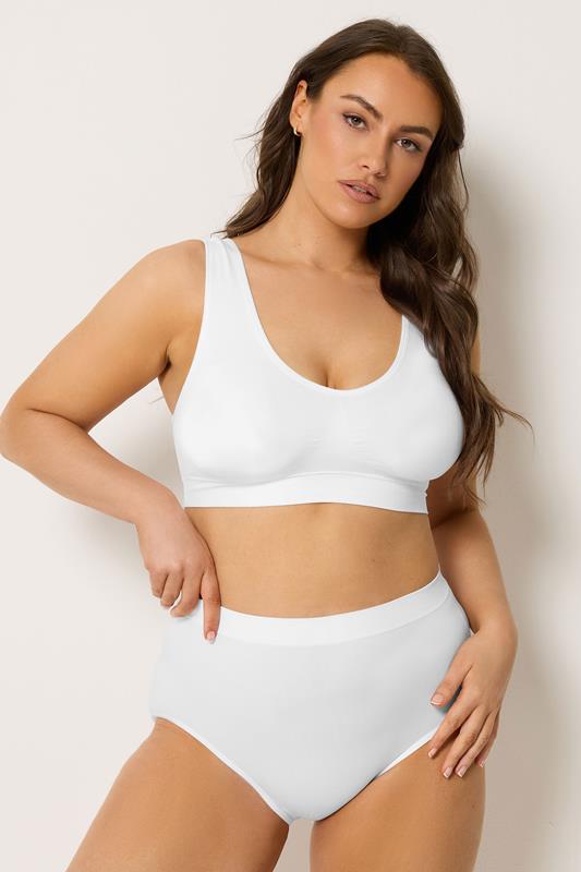YOURSET Plus Size 2 PACK Black & White Seamless Light Control Full Briefs | Yours Clothing  2
