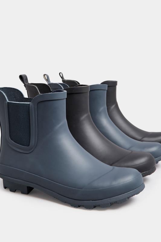 Navy Blue Chelsea Wellies In Wide E Fit | Yours Clothing 6