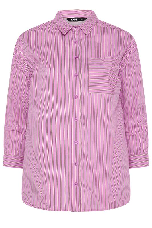 YOURS Plus Size Pink Stripe Button Through Shirt | Yours Clothing 5