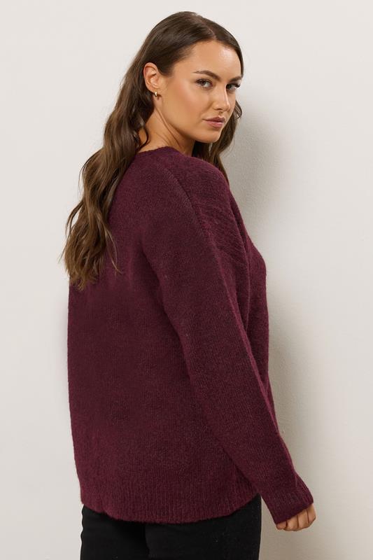 EVANS Plus Size Purple Knitted V-Neck Jumper | Evans  4