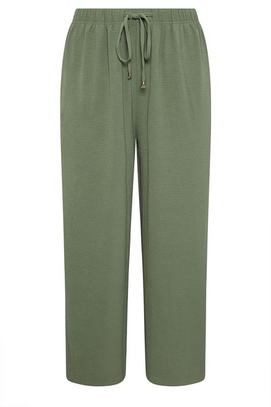 YOURS Plus Size Khaki Green Twill Wide Leg Trousers | Yours Clothing 5