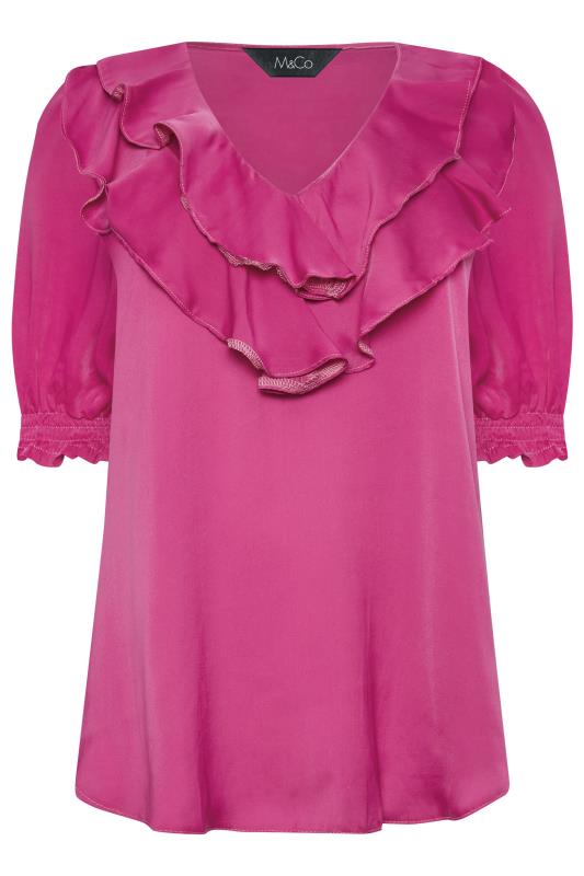 M&Co Dark Pink Frill Front Blouse | M&Co 6
