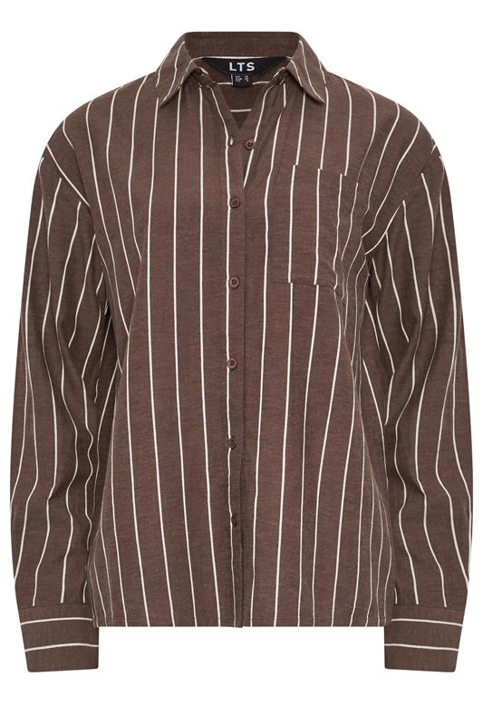 LTS Tall Women's Chocolate Brown Stripe Linen Shirt | Long Tall Sally 7