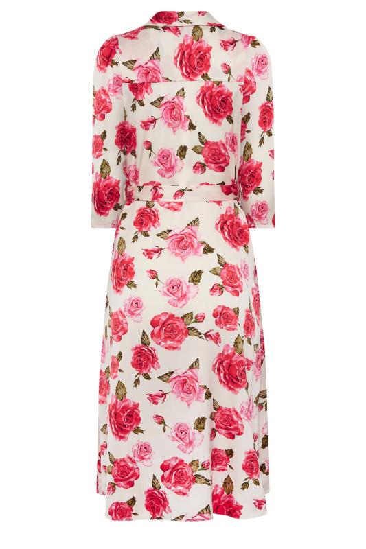 M&Co Ivory White Rose Print Tie Waist Shirt Dress | M&Co  8