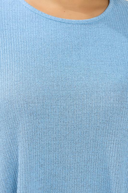 YOURS Plus Size Light Blue Ribbed Soft Touch T-Shirt | Yours Clothing 4