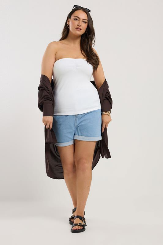 YOURS Plus Size White Bandeau Top | Yours Clothing 1