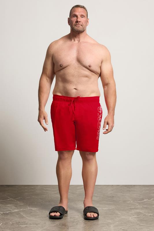 JACK & JONES Big & Tall Red Wave Swim Shorts | BadRhino 1