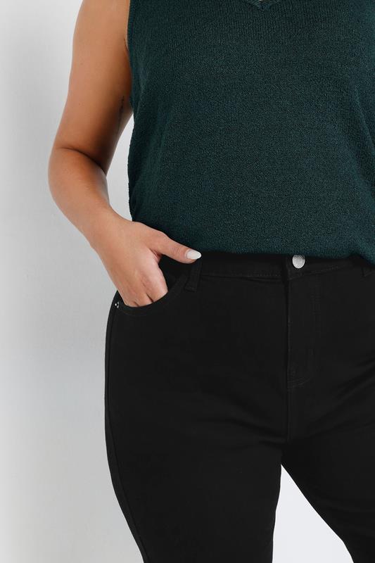YOURS Plus Size Black Wide Leg Cropped Denim Jeans 5