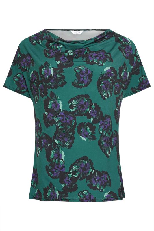 M&Co Green Floral Print Cowl Neck Top | M&Co 6
