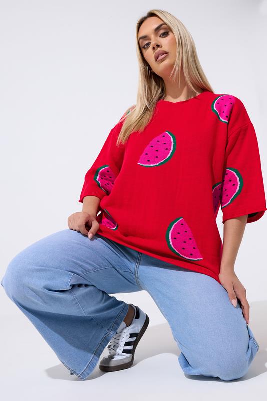 LIMITED COLLECTION Curve Red Knitted Boxy Top