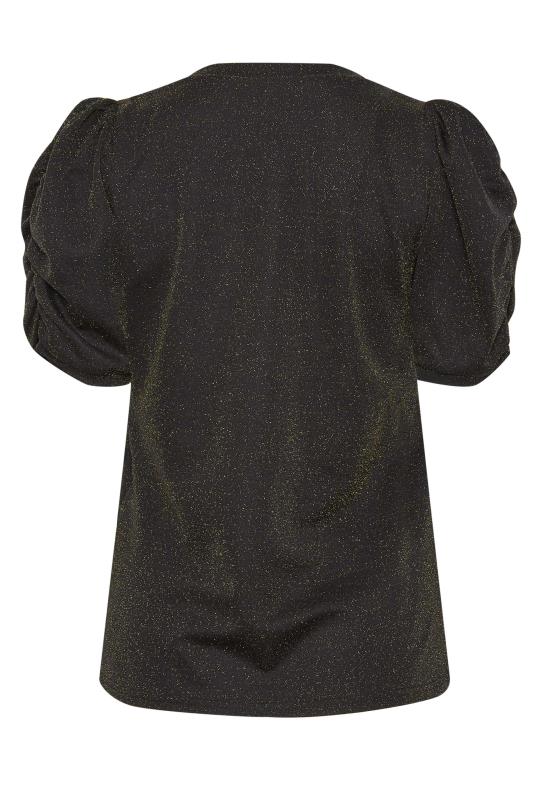 M&Co Black & Gold Shimmer Ruched Sleeve Blouse | M&Co 7