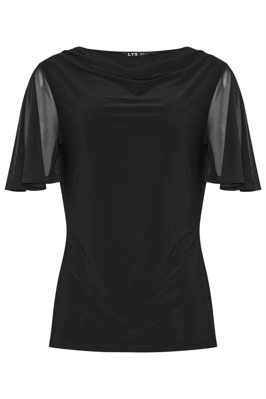LTS Tall Black Mesh Angel Sleeve Top | Long Tall Sally 5
