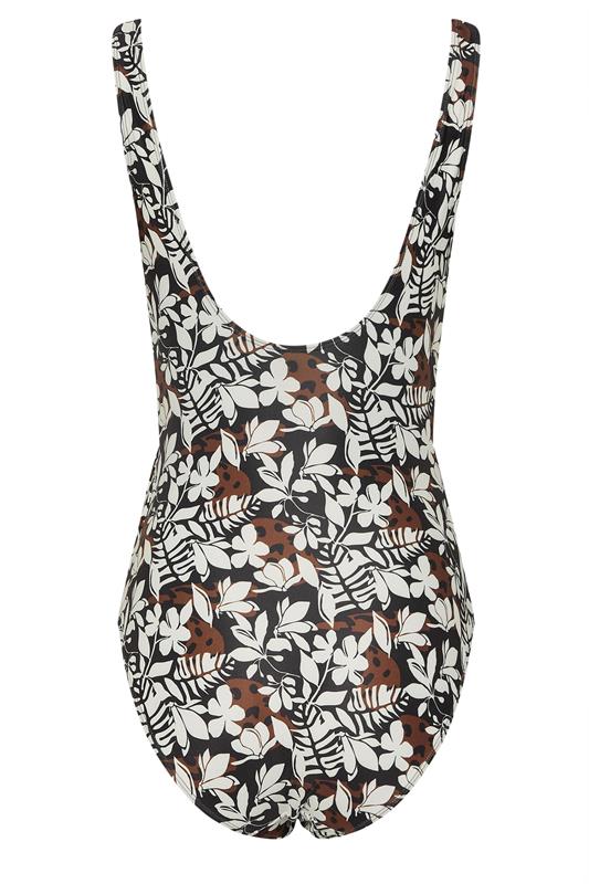 LTS Tall Women's Black Palm Leaf Patchwork Side Twist Swimsuit | Long Tall Sally 7