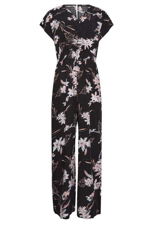 M&Co Black Floral Wrap Jumpsuit | M&Co 6