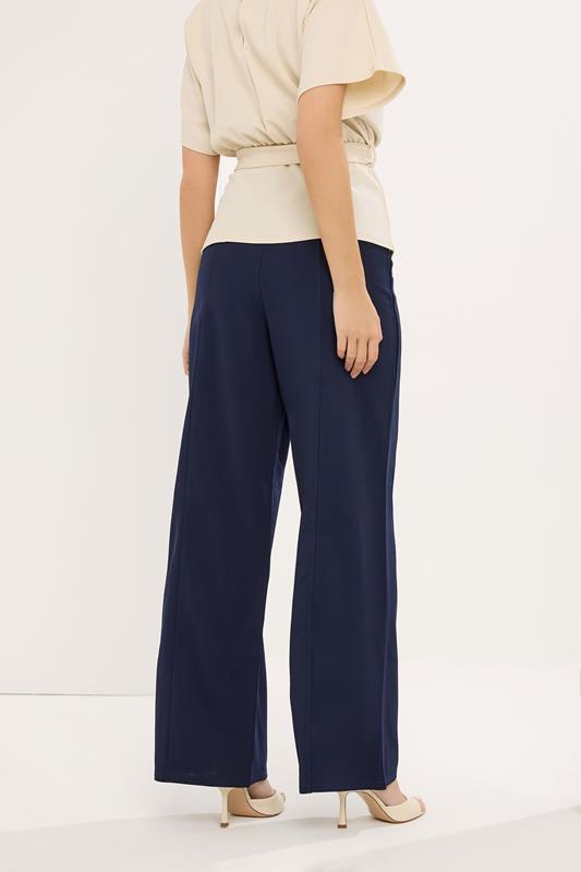 STAR Navy Blue Seam Detail Wide Leg Trousers | StarByJM 2