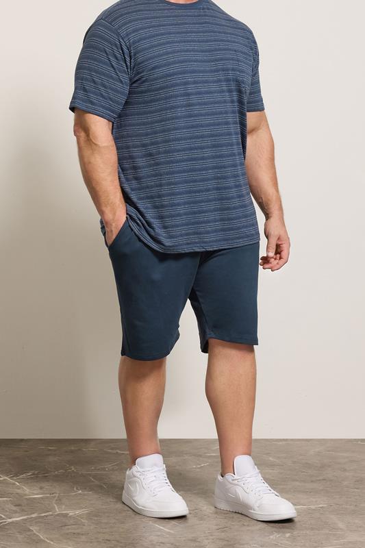 D555 Big & Tall Navy Blue Elasticated Waist Shorts | BadRhino 1