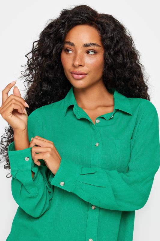 M&Co Petite Green Linen Long Sleeve Shirt | M&Co 4