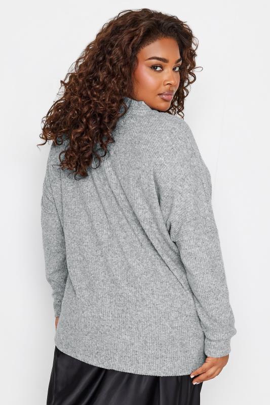 YOURS LUXURY Plus Size Grey Ribbed Jumper | Yours Clothing 3