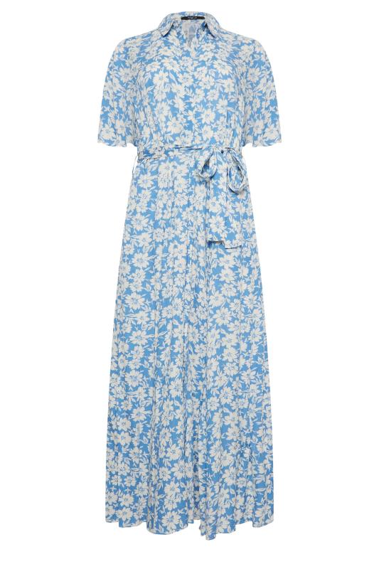 M&Co Light Blue Floral Print Maxi Shirt Dress | M&Co 6
