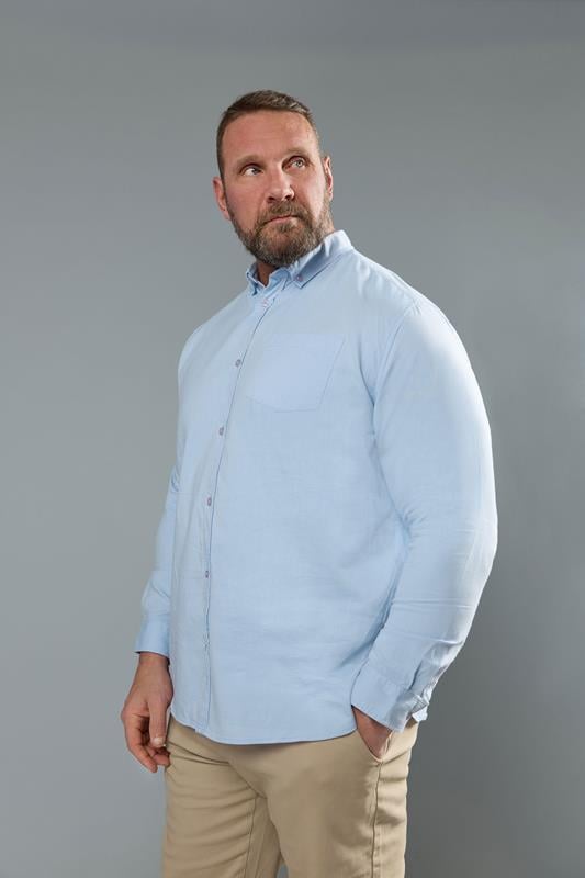 BadRhino Big & Tall Light Blue Long Sleeve Oxford Shirt
