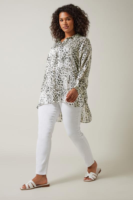 EVANS Plus Size Ivory White Leopard Print Blouse | Evans  1