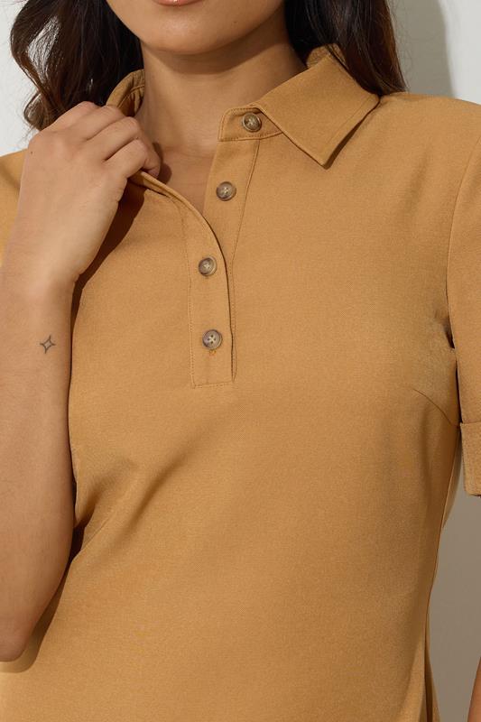 PixieGirl Petite Women's Tan Brown Polo Shirt Dress | Pixie Girl 5