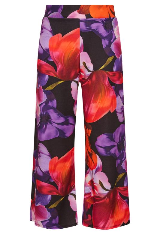 YOURS LONDON Plus Size Black Floral Stretch Wide Leg Trousers | Yours Clothing 5