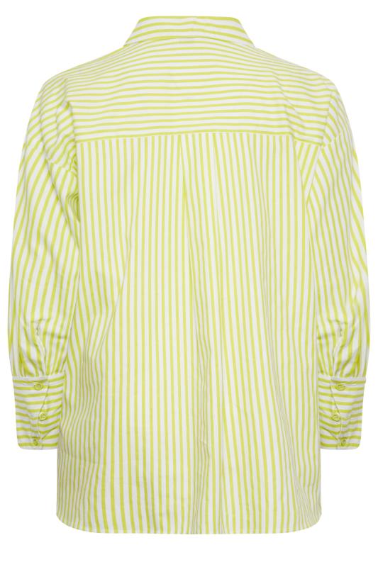 YOURS Plus Size Lime Green Stripe Poplin Oversized Shirt| Yours Clothing 8