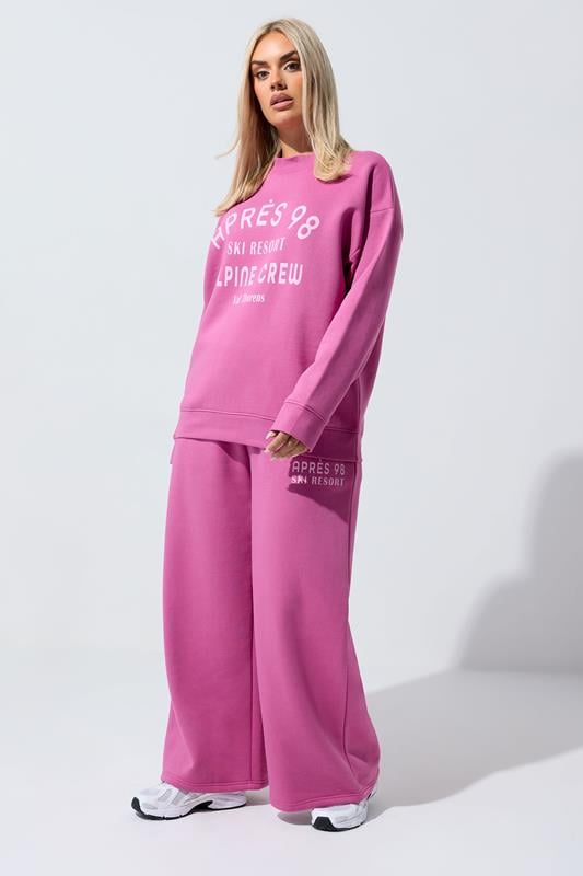 LIMITED COLLECTION Plus Size Pink 'Après 98' Slogan Sweatshirt | Yours Clothing 1