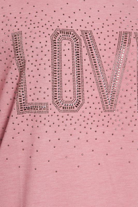 YOURS Plus Size Pink Diamante Embellished 'Love' Hoodie Dress | Yours Clothing 6