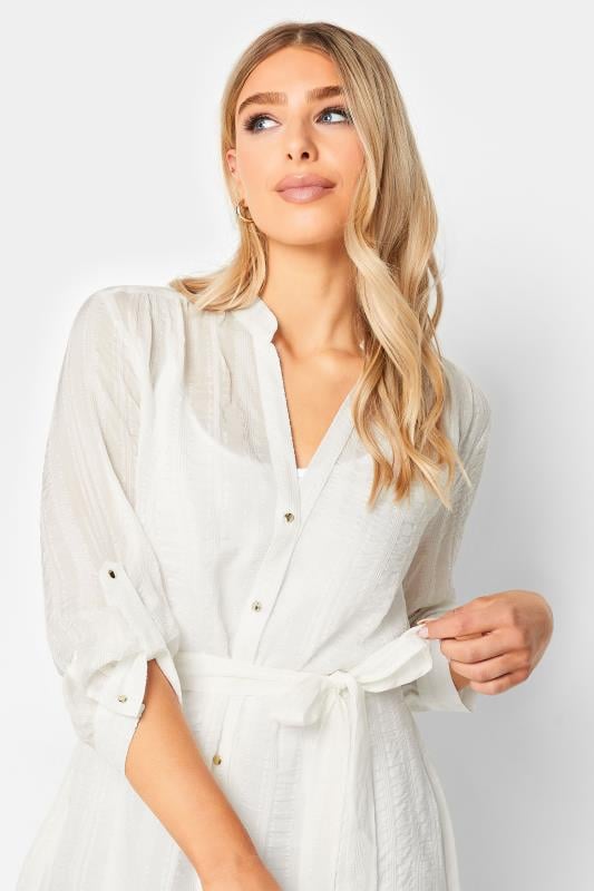 M&Co White Tie Waist Textured Tunic Shirt | M&Co  4
