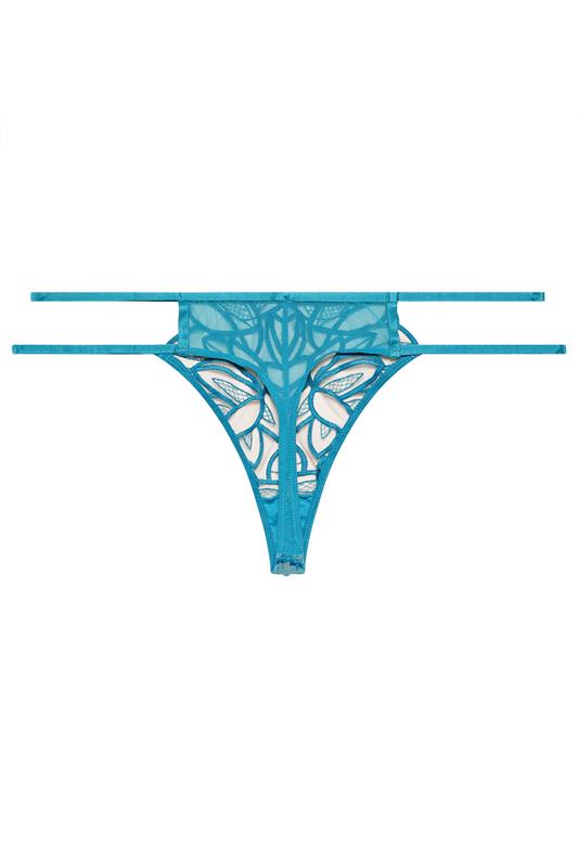 PLAYFUL PROMISES Teal Green Floral Embroidered Thong 6