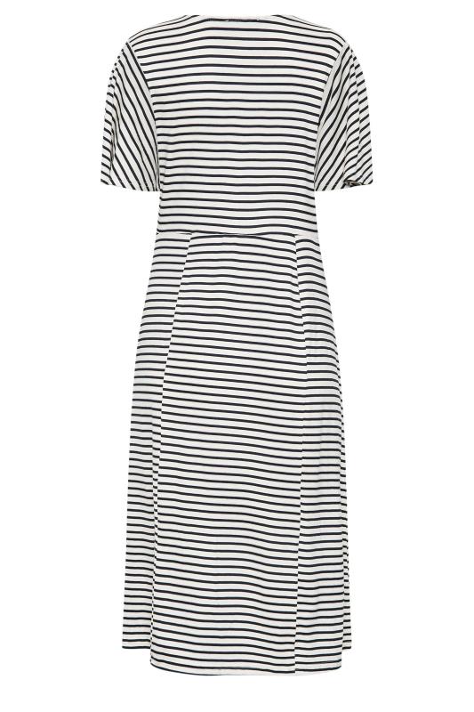 M&Co White Stripe Print Angel Sleeve Split Hem Midi Dress | M&Co 8