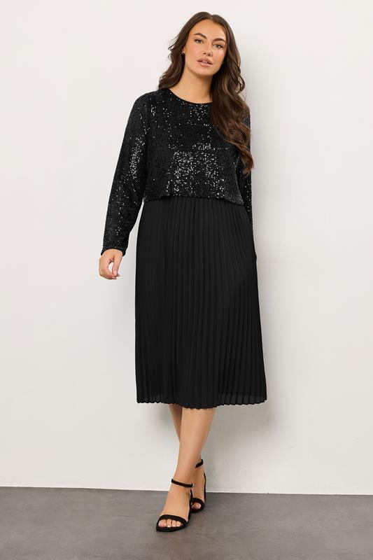 Evans Plus Size Black Sequin Embellished Midi Dress | Evans 1