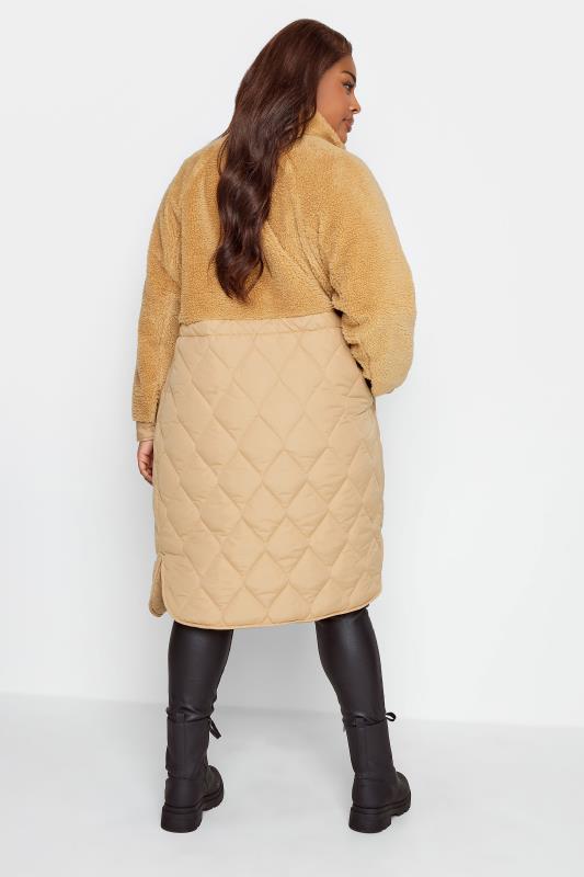 YOURS Plus Size Beige Brown Quilted Teddy Coat | Yours Clothing 4