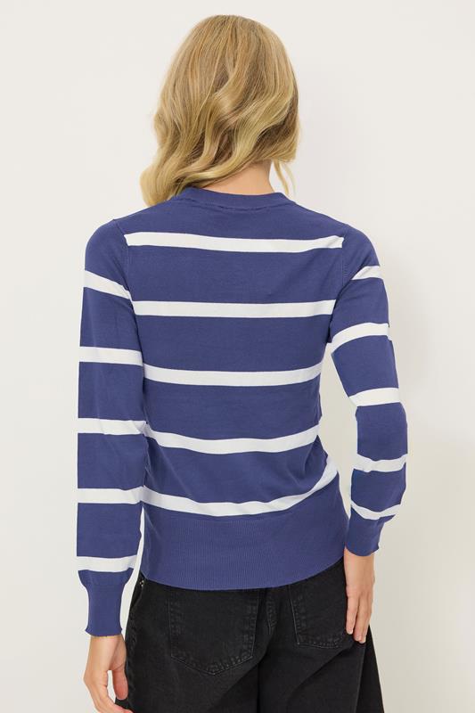 PixieGirl Petite Women's Navy Blue Knitted Stripe Jumper | PixieGirl 2