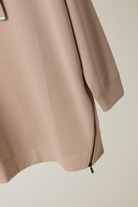 EVANS Plus Size Natural Brown Luxe Zip Detail Sweatshirt | Evans  6