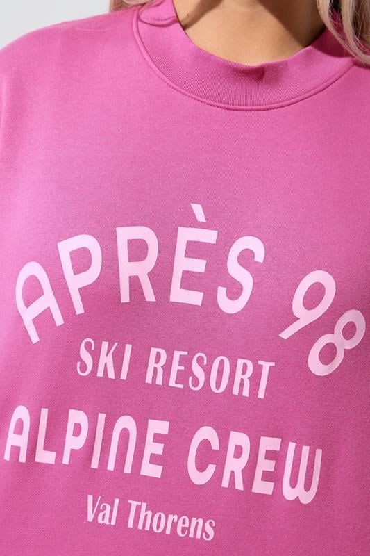 LIMITED COLLECTION Plus Size Pink 'Après 98' Slogan Sweatshirt | Yours Clothing 5