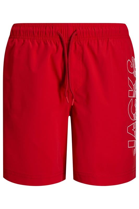 JACK & JONES Big & Tall Red Wave Swim Shorts | BadRhino 2