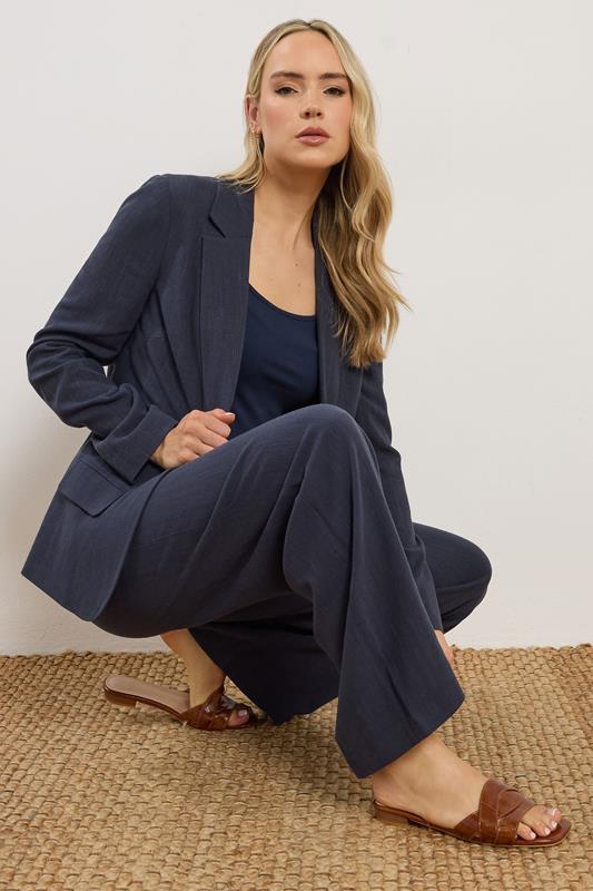 LTS Tall Navy Blue Linen Blazer