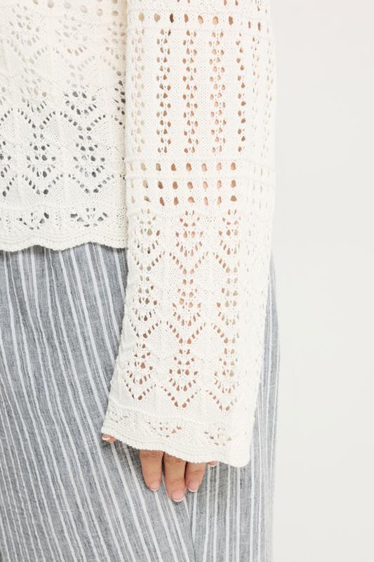 YOURS Plus Size Ivory White Pointelle Knitted Cardigan | Yours Clothing 5