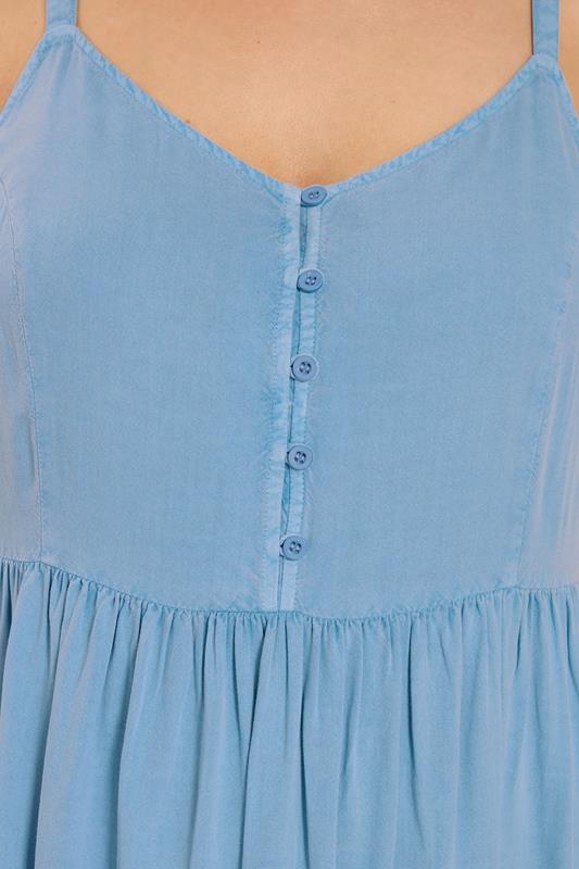 YOURS Plus Size Blue Chambray Strappy Midi Sundress | Yours Clothing 4
