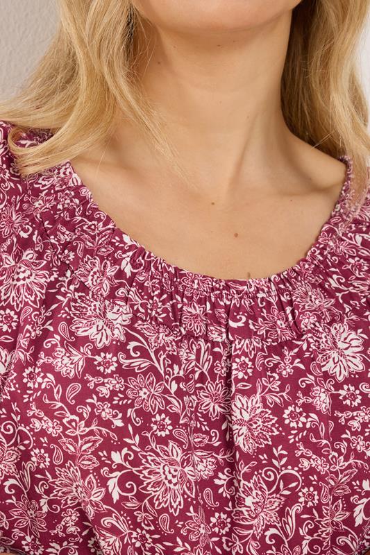 LTS Tall Women's Red Paisley Print Bubble Hem T-Shirt | Long Tall Sally 4