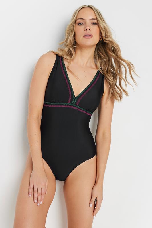 LTS Tall Black Aztec Trim Swimsuit | Long Tall Sally 2