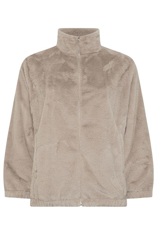 YOURS Plus Size Natural Brown Faux Fur Fleece Jacket | Yours Clothing 5